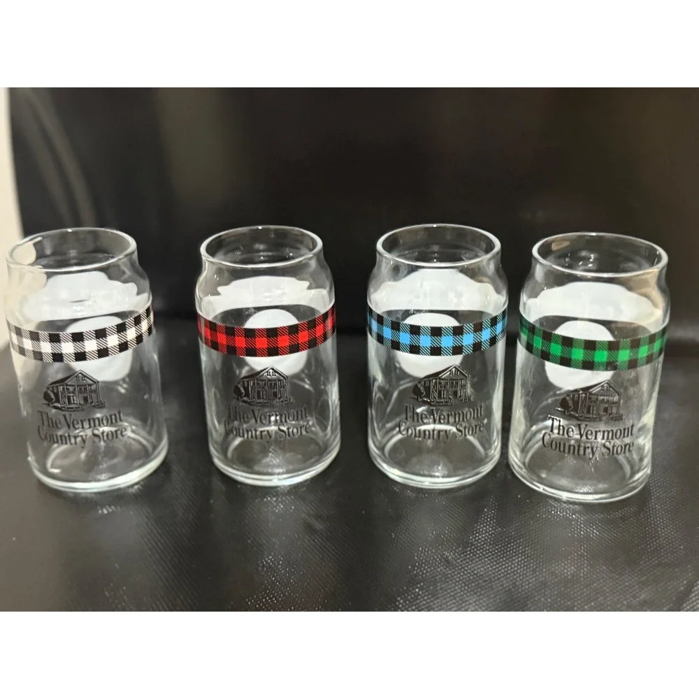 Vermont‎ Country Store 75 Years Anniversary Plaid Can Glass Set Barware